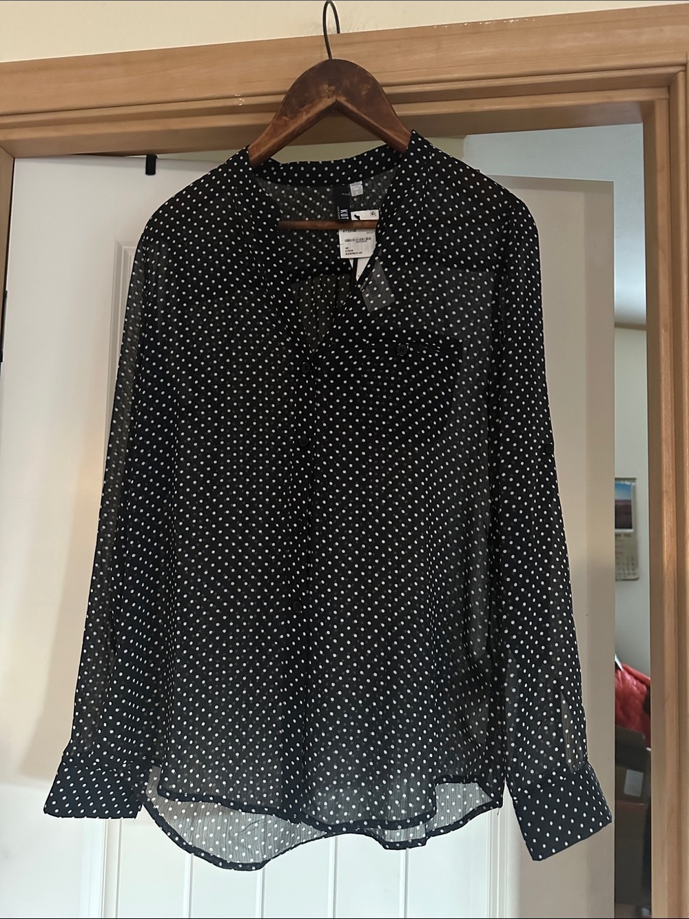 Kut from the Kloth Black Blouse with White Polka Dots